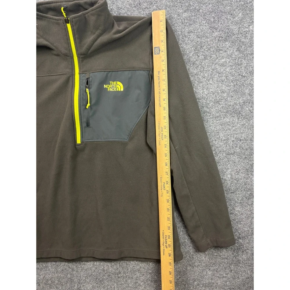 The North Face Fleece Pullover Mens Large Olive Green 1/4 Zip Chest Pocket